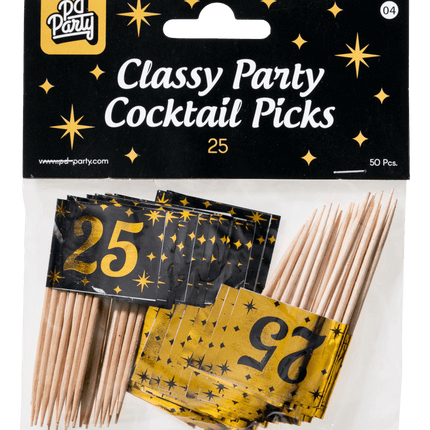 Palillos de cóctel 25 Años 6,5cm 50pcs