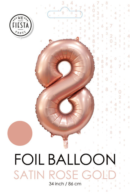 Globo Figura Oro Rosa 8 Años Brillo 86cm