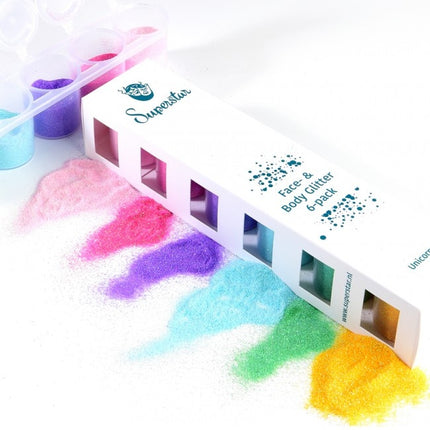 Purpurina de colores Unicornio Fina 6uds.