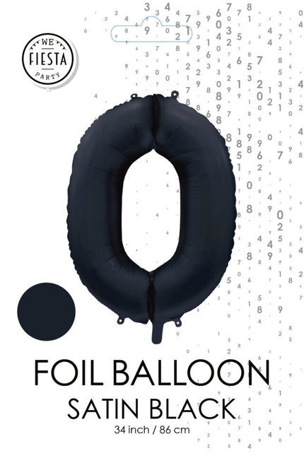 Globo Número Negro 0 Año Brillo 86cm