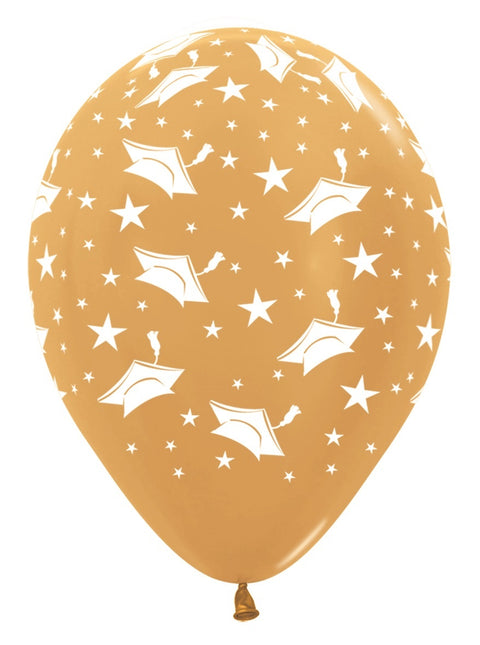 Globos Sombreros Graduación Oro 570 30cm 25pcs