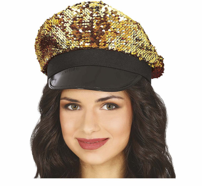 Lentejuelas de gorro doradas