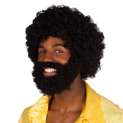 Peluca Negra Rufus Con Barba