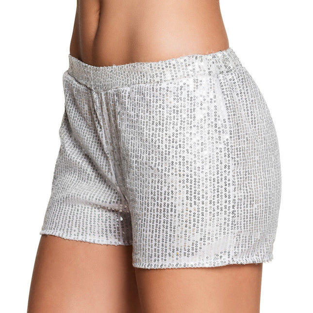 Pantalón Corto Lentejuelas Plata M