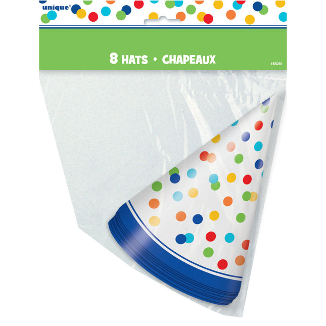Sombreros de fiesta Confetti Arcoiris 8pcs