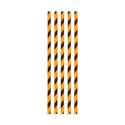 Pajitas de Papel Naranja/Negro Rayas 19.7cm 20pcs