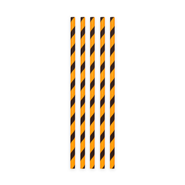 Pajitas de Papel Naranja/Negro Rayas 19.7cm 20pcs