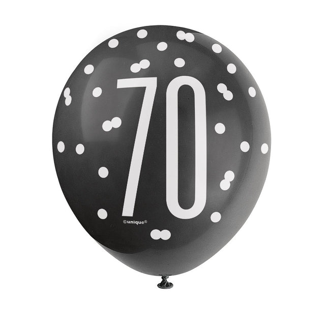 Globos 70 Años Lunares Negro 30cm 6pcs