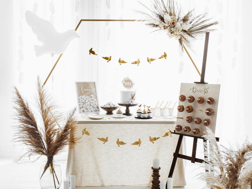 Decoración Colgante Hojas Blanco 1,8m