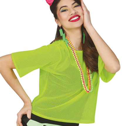 Camiseta de rejilla Verde Neón Corta L