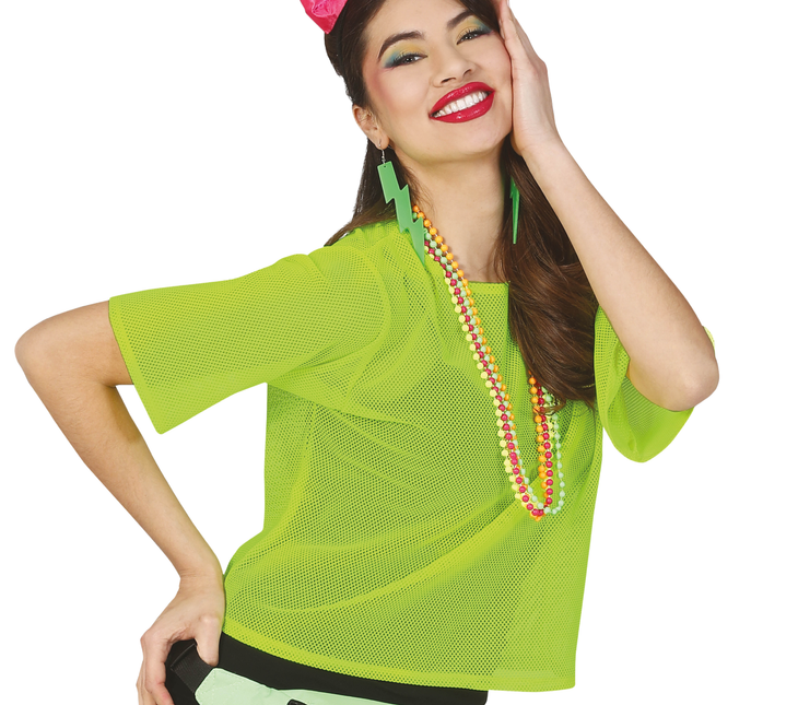 Camiseta de rejilla Verde Neón Corta L