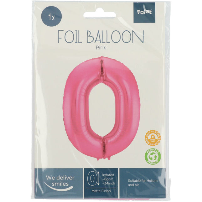 Globo Foil Figura 0 Rosa Mate XL 86cm vacío