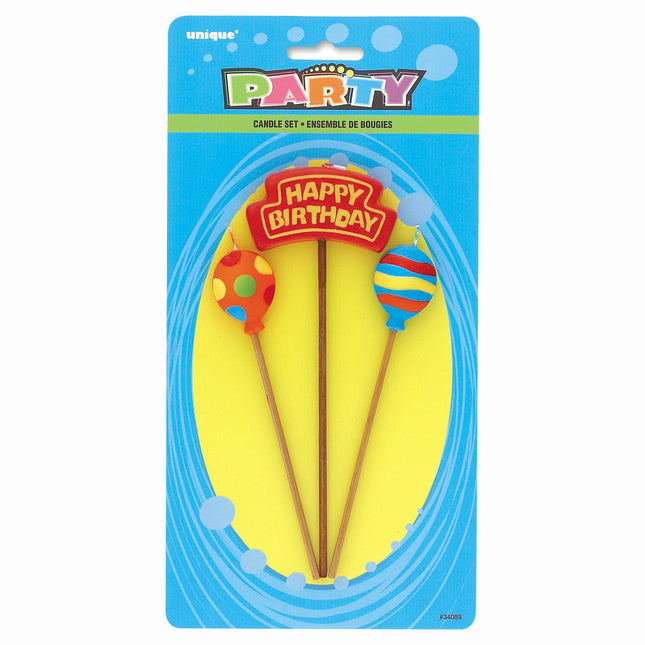 Velas de Cumpleaños Globos de Feliz Cumpleaños 26.4cm 3pcs