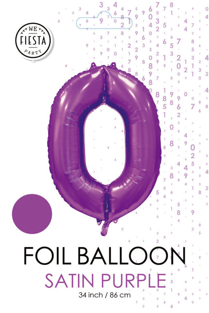 Globo Número Morado 0 Año Brillo 86cm