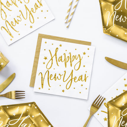 Servilletas Feliz Año Nuevo Blanco 33cm 20pcs