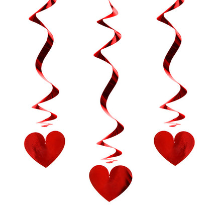 Decoración Colgante Corazones Rojo 60cm 3pcs