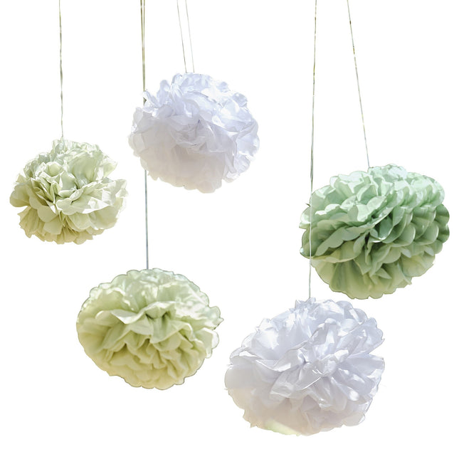 Pompones verdes 20cm 5pcs