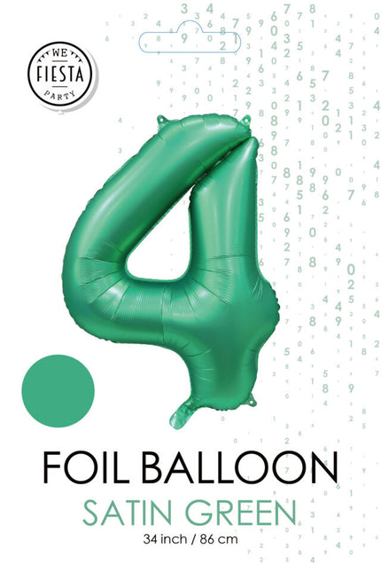 Globo Número Verde 4 Años Brillo 86cm