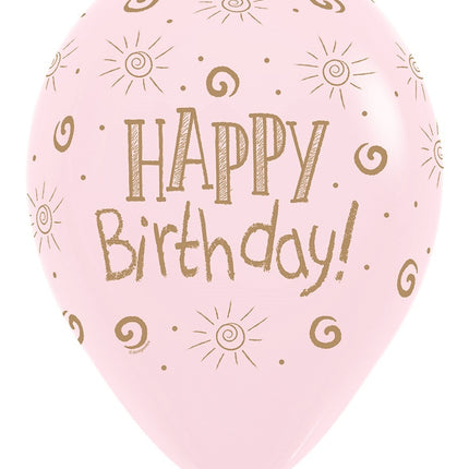Globos Feliz Cumpleaños Sol Pastel Mate Mix 30cm 25pcs