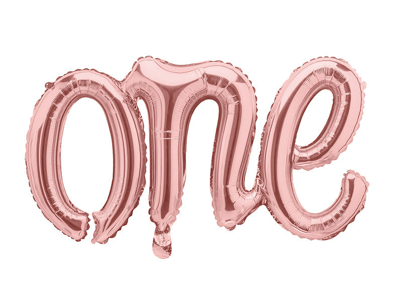 Set Globos Letra Uno Oro Rosa Vacío 66cm