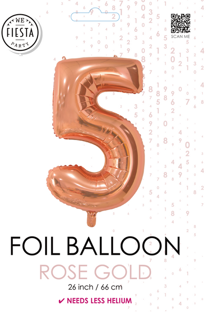 Globo Foil Figura 5 Oro Rosa 66cm