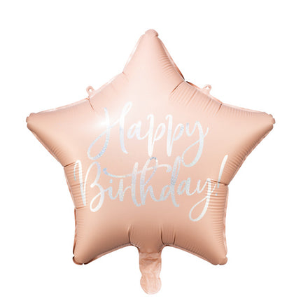 Globo de Helio Estrella Feliz Cumpleaños Rosa Claro Vacío 40cm