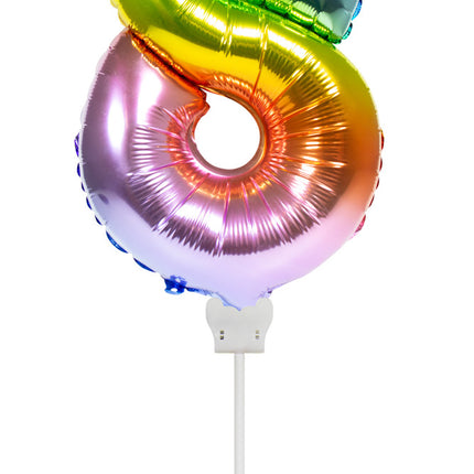 Globo Foil Figura 8 Arco Iris 36cm con Palo