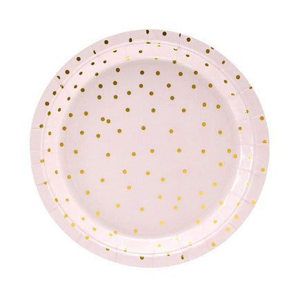 Platos Rosas Lunares Dorados 18cm 6pcs