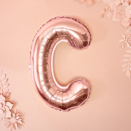 Globo Letra C Oro Rosa Vacío 35cm