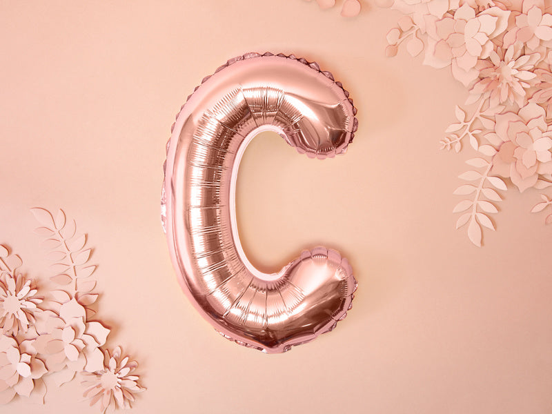Globo Letra C Oro Rosa Vacío 35cm