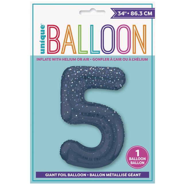Globo Figura 5 Años Lunares Azul Oscuro 86cm