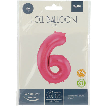 Globo Figura 6 Rosa Mate XL 86cm vacío