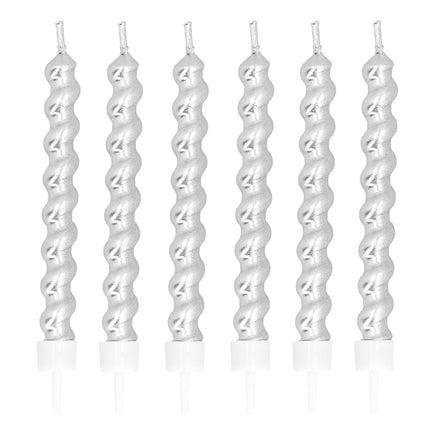 Velas Plateadas Sobre Soporte 6pcs