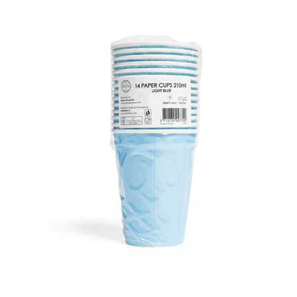 Vasos Azul Claro Papel 210ml 14uds.