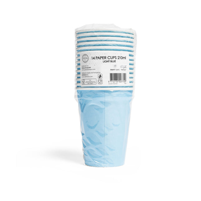 Vasos Azul Claro Papel 210ml 14uds.