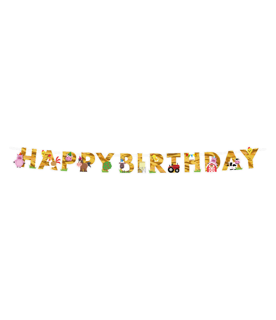 Eslinga de letras de granja Feliz Cumpleaños 2,5 m