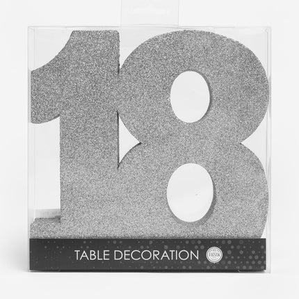 Figura Decoración Mesa Plata 18 Purpurina 20,5cm