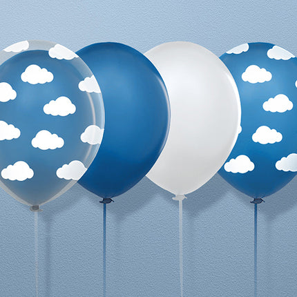 Globos Azules Nubes Blancas 30cm 6pcs