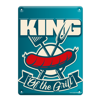 Placa De Metal Rey De La Parrilla