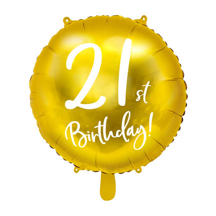 Globo de Helio 21 Cumpleaños Oro Vacío 45cm