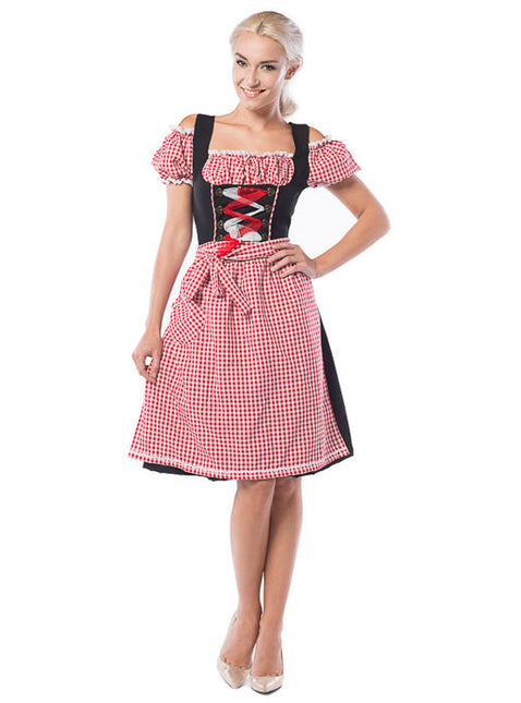 Vestido Dirndl Oktoberfest Largo Rojo