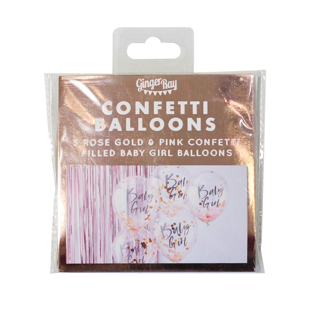 Globos Confeti Rosa Bebé Niña 30cm 5pcs