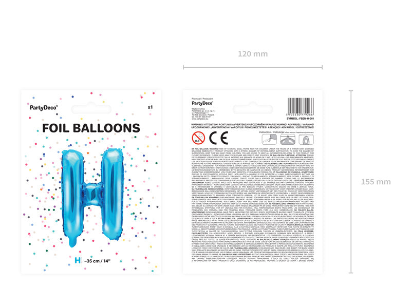 Globo Letra H Azul Vacío 35cm