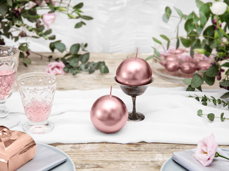 Velas Globo Oro Rosa Metálico 8cm 6pcs