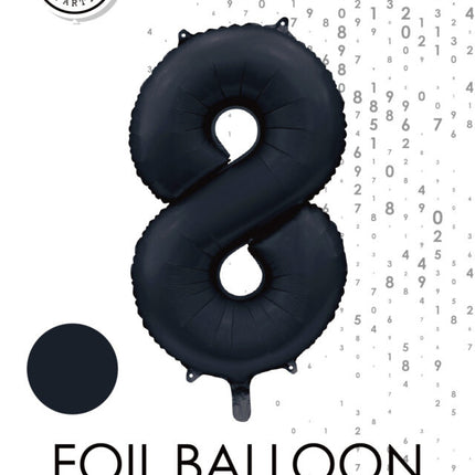 Globo Figura Negro 8 Años Brillo 86cm