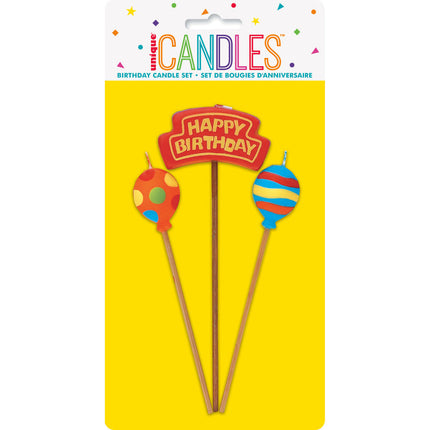Velas de Cumpleaños Globos de Feliz Cumpleaños 26.4cm 3pcs