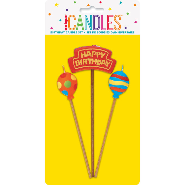 Velas de Cumpleaños Globos de Feliz Cumpleaños 26.4cm 3pcs