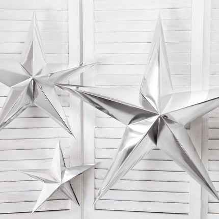 Estrella Lampión Plateada 70cm