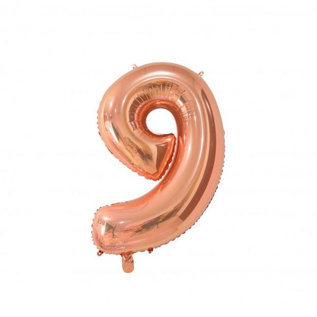 Globo de foil Figura 9 Oro Rosa 66cm