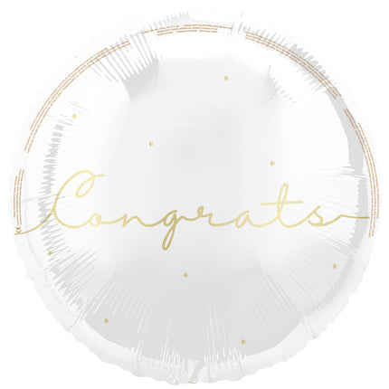 Globo de Helio Congrats Oro Blanco 45cm